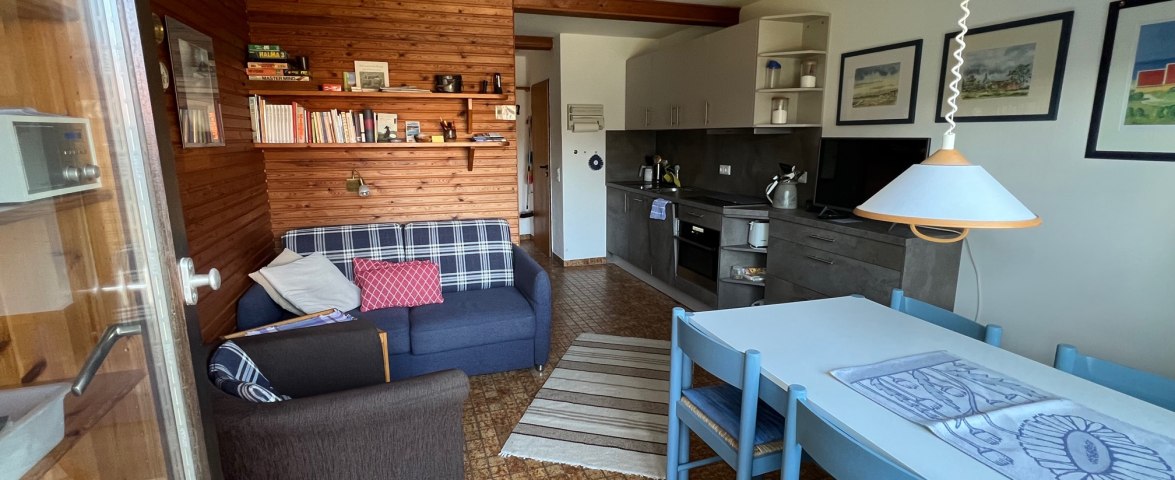 Wohnzimmer mit Küchenzeile und Schlafcouch, © TOMAS