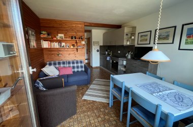 Wohnzimmer mit Küchenzeile und Schlafcouch, © TOMAS